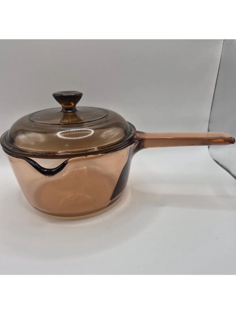 Vintage Vision/ Pyrex Amber Glass Saucepan Lid 1.5 Quart Heat-Resistant Cookware